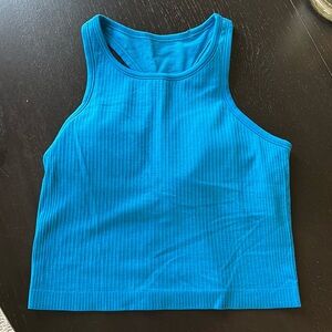 Lululemon blue ribbed ebb to street racer back tank sz 8 💙